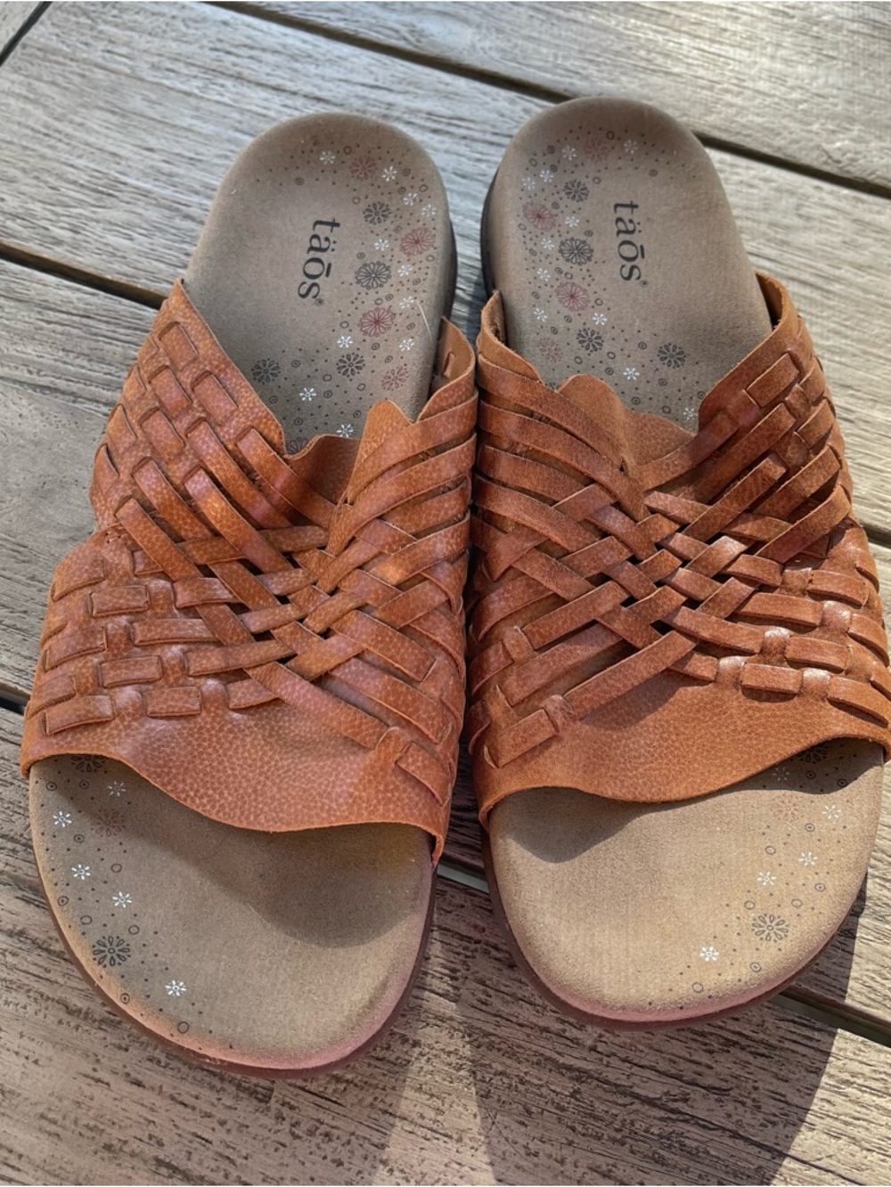Taos Footwear Women's Guru Woven Honey Leather Slide Sandals Size 9 - Picture 5 of 8
